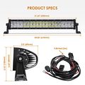 Auxbeam 22 Led Light Bar 120w Driving Off-roads Spot Flood Combo Work Fog Lamp Cree Chips 5d Lens With Wiring Harness For Suv 