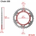 Caltric Rear Wheel Chain Sprocket Compatible With Kawasaki 42041-1519 420411519 40 Teeth New
