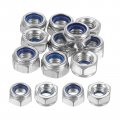 Uxcell Left-hand Lock Nuts M8x1 25mm 304 Stainless Steel Thread Hex Nylon Insert Nut For Assembling And Fastening Silver 10pcs