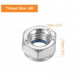 Uxcell Left-hand Lock Nuts M8x1 25mm 304 Stainless Steel Thread Hex Nylon Insert Nut For Assembling And Fastening Silver 10pcs