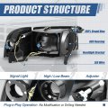 Auto Dynasty 4pcs Sequential Dual L-led Drl Switchback Headlights Assembly Compatible With Dodge Ram 1500 2500 3500 1994-2002