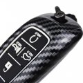 Carbon Pattern Shell Silicone Remote Key Fob Cover W Keychain For Hyundai Tucson Santa Palisade Sonata Ioniq 5 Nexo