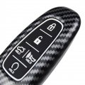 Carbon Pattern Shell Silicone Remote Key Fob Cover W Keychain For Hyundai Tucson Santa Palisade Sonata Ioniq 5 Nexo