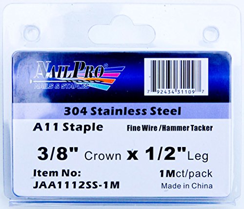 Nailpro A1112ss 20 Ga 1 2 Leg X 3 8 Crown Stainless Steel Fine Wire Staples 1000 Count