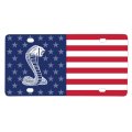 Ford Mustang Cobra Logo Usa Flag Graphic Special Aluminum Metal License Plate Official Licensed 