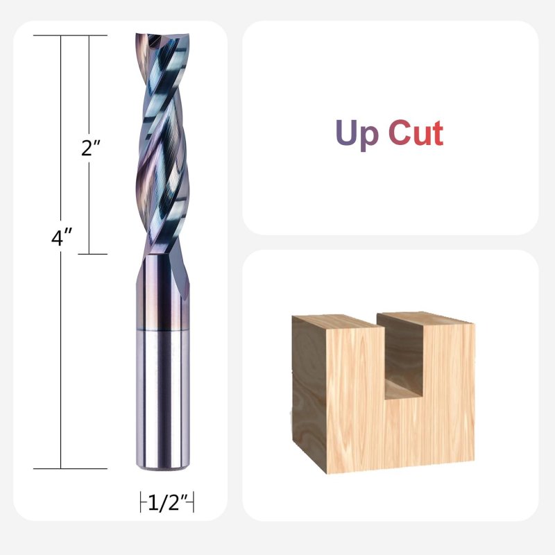 Spetool Spiral Upcut Router Bit 1 2 Inch Shank With Extra Long Life Coating Carbide Cnc Bits End Mill For Wood Mortises Carving