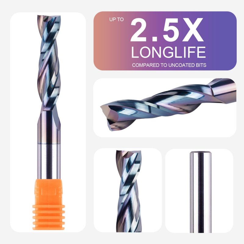 Spetool Spiral Upcut Router Bit 1 2 Inch Shank With Extra Long Life Coating Carbide Cnc Bits End Mill For Wood Mortises Carving