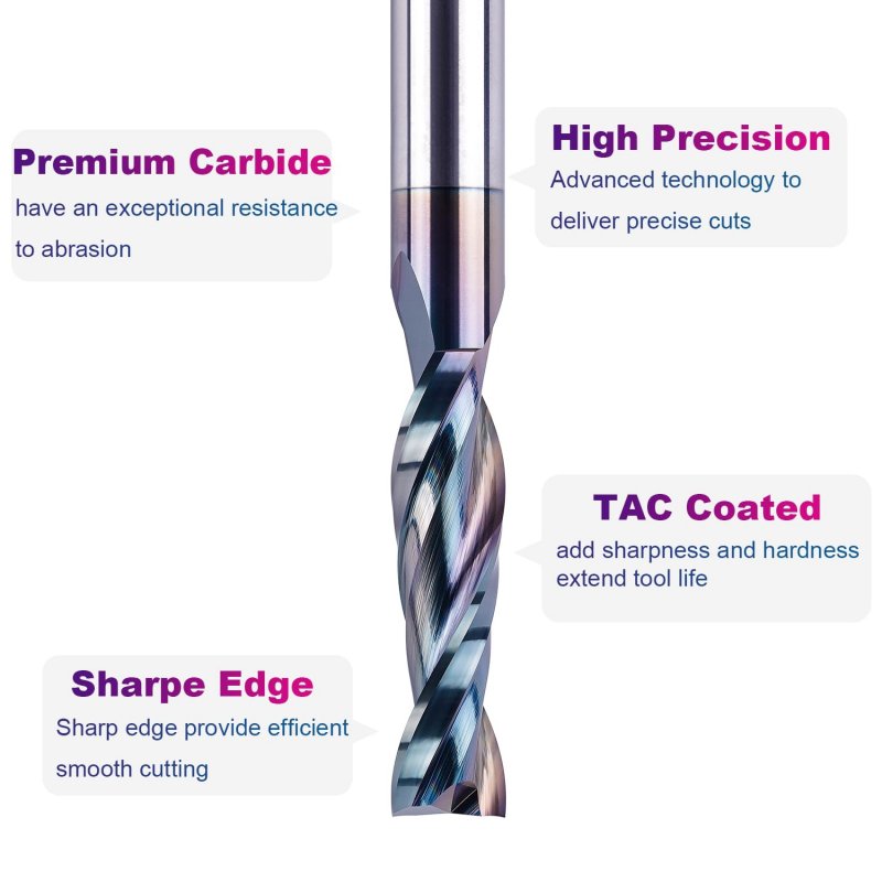 Spetool Spiral Upcut Router Bit 1 2 Inch Shank With Extra Long Life Coating Carbide Cnc Bits End Mill For Wood Mortises Carving