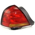 Left Driver Tail Lamp Unit Assembly For 98-04 Crown Victoria Red Amber Lens With Chrome Trim And 4 Halogen Bulbs Waterproof 