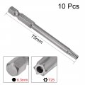 Uxcell 10 Pcs 1 4 Hex Shank T25 Magnetic Security Torx Screwdriver Bits 75mm Length