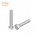 Uxcell 5 16-18x1-3 4 Hex Head Bolts 15pcs 304 Stainless Steel Hexagon Bolt Fully Thread Machine Screw