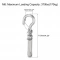Uxcell 16pcs M8 304 Stainless Steel Expansion Hook With Spring Buckle Standard Open Cup Bolt Screw Concrete For Wall Ceiling