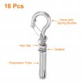 Uxcell 16pcs M8 304 Stainless Steel Expansion Hook With Spring Buckle Standard Open Cup Bolt Screw Concrete For Wall Ceiling