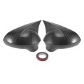 Pair Car Rear View Driver Passenger Side Mirror Cover Cap Overlay Black Carbon Fiber For Seat Ibiza 4 2008-2017 Guard Covers 
