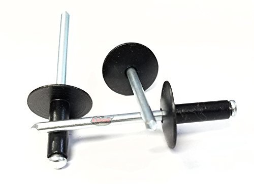 Racer S Speed Shop Black 3 16 Rivet Large Flange Aluminum Head Steel Mandrel Blind Pop Rivets 100 Pk