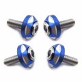 Httmt- 4pcs 6mm Thread Dia Aluminum Alloy Decorative License Plate Bolt Screw For Most Car Motorcycle P N Usmt215-021 