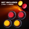 Ledvillage 4 Pcs 2 Inch Round Amber Red Led Clearance Lamp Side Marker Tail Lights With Rubber Reflector For Trailer Rv Truck