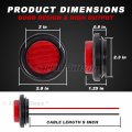 Ledvillage 4 Pcs 2 Inch Round Amber Red Led Clearance Lamp Side Marker Tail Lights With Rubber Reflector For Trailer Rv Truck
