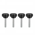 M5 X 30mm Metric Male Thread Knurled Clamping Knobs Grip Thumb Screw On Type Hand Handle Bolt With Plastic Black 4 Pcs 
