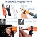 Jonmon Electric Rivet Gun Adapter Cordless Drill Metaler-blinding Rivet Insert Nut Attachment Power Tool Kit With 3 Rivet