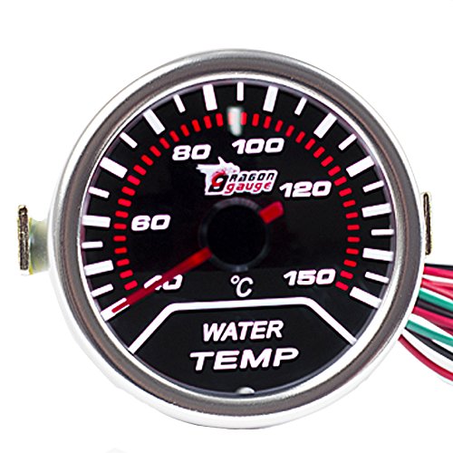 Universal Car Water Temp Gauge Meter Kit 2 In 52mm Smoke Tint Lens With White Led Display And Red Illuminated Needles For Auto