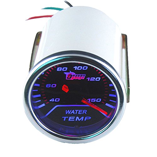 Universal Car Water Temp Gauge Meter Kit 2 In 52mm Smoke Tint Lens With White Led Display And Red Illuminated Needles For Auto