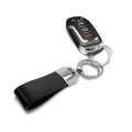 Ford Mustang Script Genuine Carbon Fiber And Leather Keychain Official Licensed Black Loop Strap With Chrome Metal Ring 2 75 In