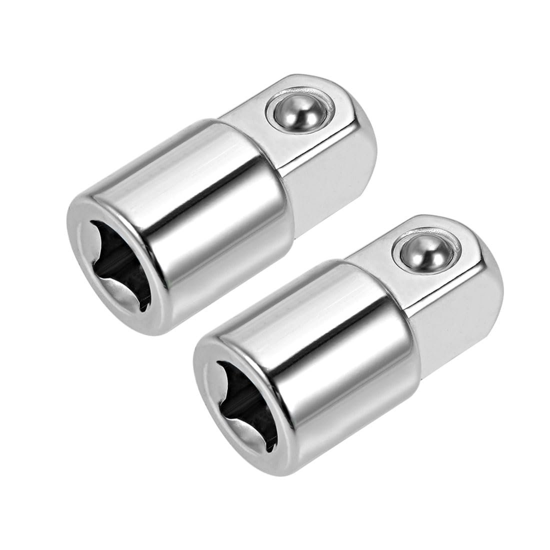 2pcs 1 4 In Female To 3 8 Male Socket Reducer Adapters Chrome Vanadium Steel Drive Set Silver Finish