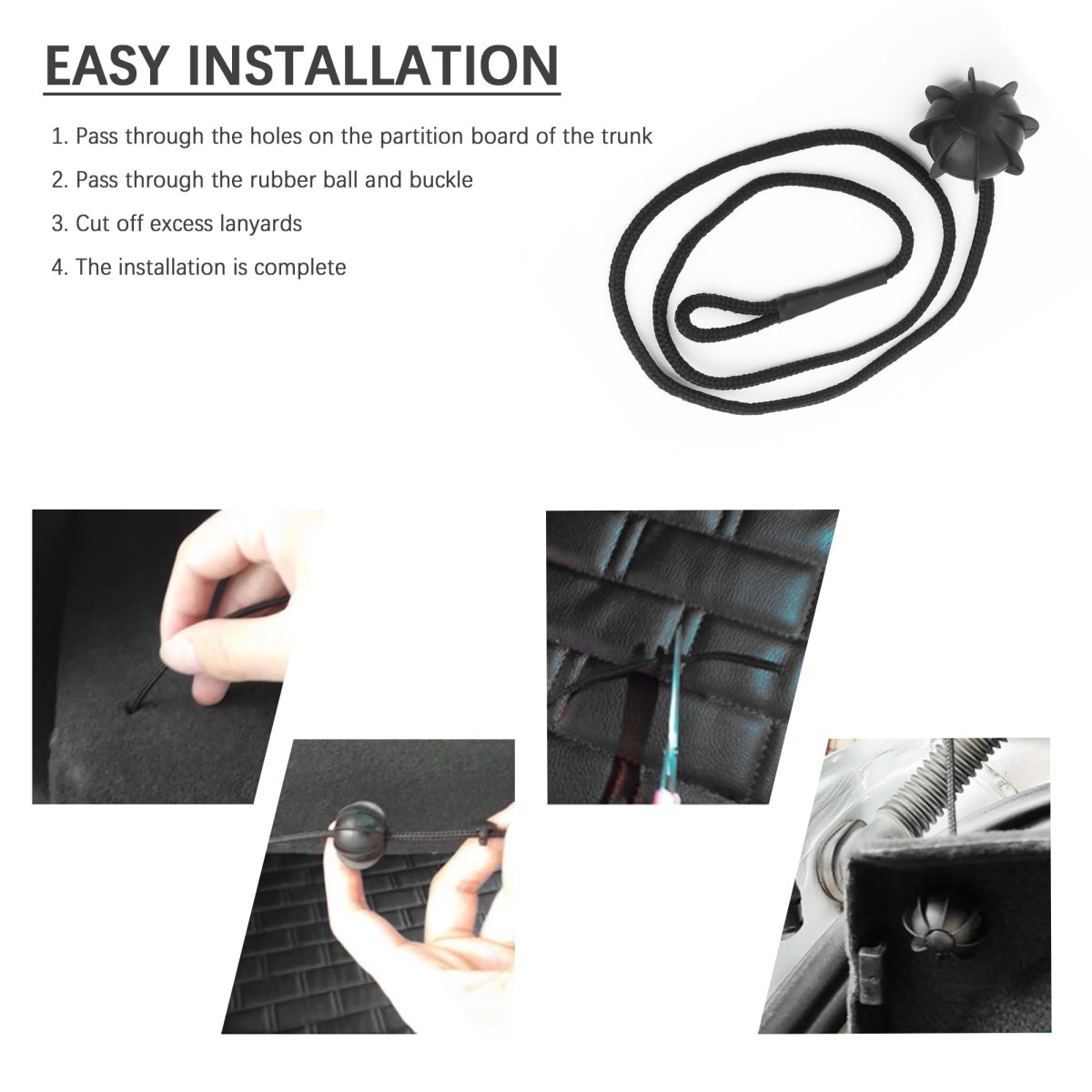 Car Rear Trunk Cargo Cover String Strap 1k6863447a Universal Lanyard With Rubber Ball And Snap For Parcel Shelf 20 47 In Length