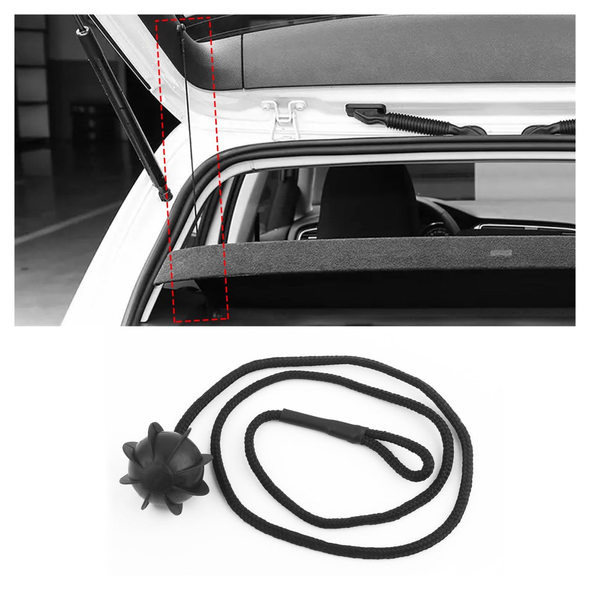 Car Rear Trunk Cargo Cover String Strap 1k6863447a Universal Lanyard With Rubber Ball And Snap For Parcel Shelf 20 47 In Length