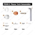 Plasma Tip 9-5631 Electrode 9-5633 Shield Cup 8-5526 Kit For Thermal Dynamics Pch M-51 Torch 35pcs