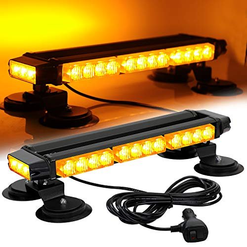 16 8 In Led Strobe Flashing Light Bar 26 Modes Emergency Hazard Warning Beacon With Magnetic Base For Cars Trucks Snow Plow