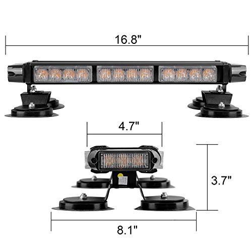 16 8 In Led Strobe Flashing Light Bar 26 Modes Emergency Hazard Warning Beacon With Magnetic Base For Cars Trucks Snow Plow