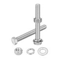 10set Hex Head Screw Bolt 1 2-13 X 4 304 Stainless Steel Fully Threaded With Nuts Flat Lock Washers Silver 