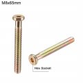 Uxcell M8x65mm Furniture Screw Hex Socket Machine Screws Zinc Plated Fasteners Bolts Half Thread Carbon Steel 10pcs