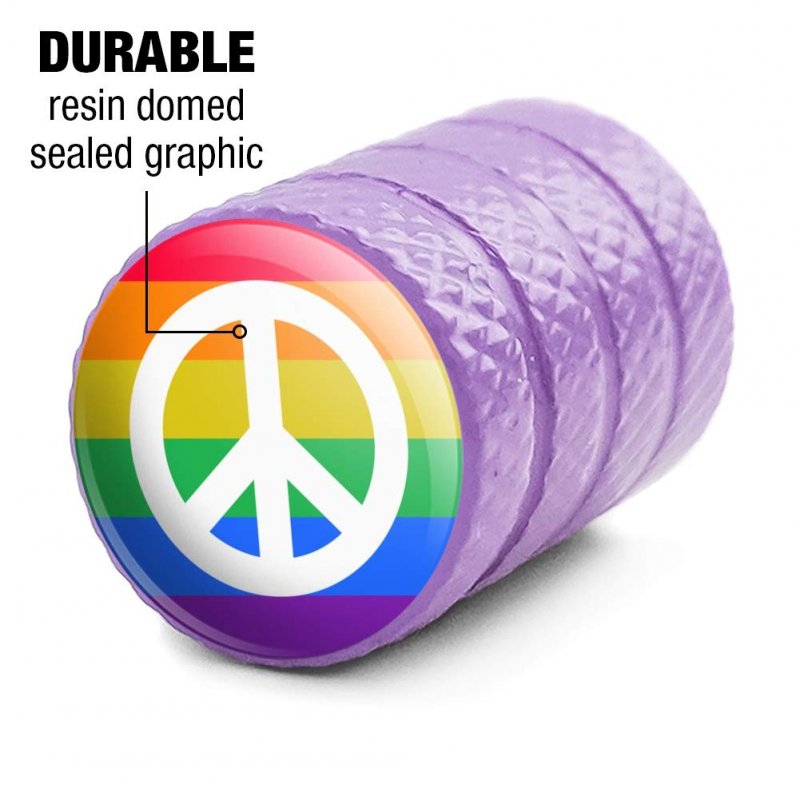 Peace Rainbow Lgbtq Symbol Aluminum Valve Stem Caps For Motorcycle And Bicycle Tire Rims Purple 2 Piece Set Fits Schrader