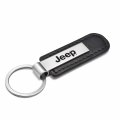 Ipick Image For Jeep Silver Metal Plate Black Pu Leather Strap Key Chain Keychain Official Licensed