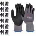 Gasoline Premium Micro Foam Nitrile Safety Work Gloves 15 Gauge Coated Nylon Spandex With Anti-slip Dots For Superior Grip 12 L 