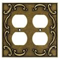 Brainerd 126384 French Lace Double Duplex Outlet Wall Plate Switch Cover Burnished Antique Brass 