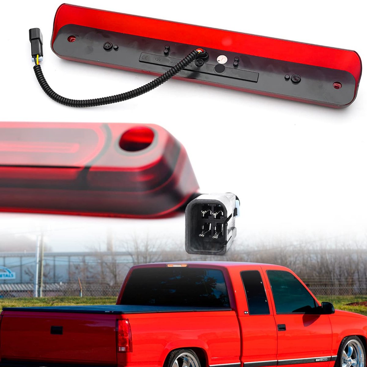 Led Third Brake Light Replacement For 1994 95 96 97 98 99 2000 Obs Chevy C1500 K1500 C K Extended Cab Trucks Gmt400 Red 3rd