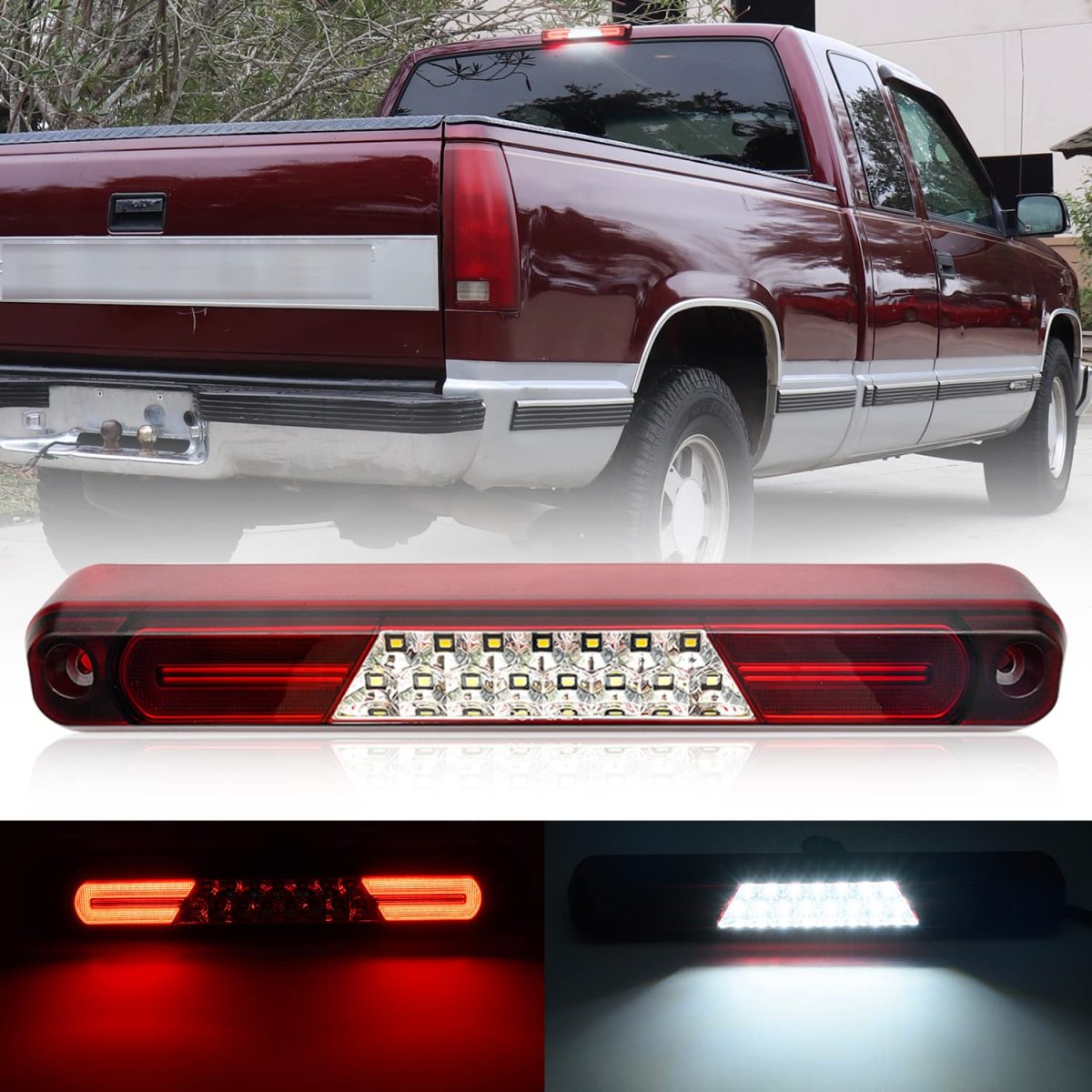 Led Third Brake Light Replacement For 1994 95 96 97 98 99 2000 Obs Chevy C1500 K1500 C K Extended Cab Trucks Gmt400 Red 3rd