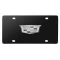 Ipick Image For Cadillac Crest 3d Chrome Metal Logo On Black Stainless Steel License Plate