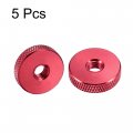 Uxcell Flat Knurled Nut M6 X 20mm 5mm Thumb Nuts Lock Adjusting Aluminum Alloy Red 5pcs