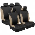 Bdk Ultrasleek Beige Seat Covers For Cars Full Set Two-tone Front With Matching Back Cover Stylish Car Protectors Split Bench 