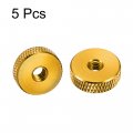 Uxcell Flat Knurled Nut M5 X 16mm 5mm Thumb Nuts Lock Adjusting Aluminum Alloy Golden 5pcs