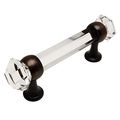 Cosmas 6393orb-c Oil Rubbed Bronze With Clear Glass Cabinet Handle Pull 3 Hole Centers 
