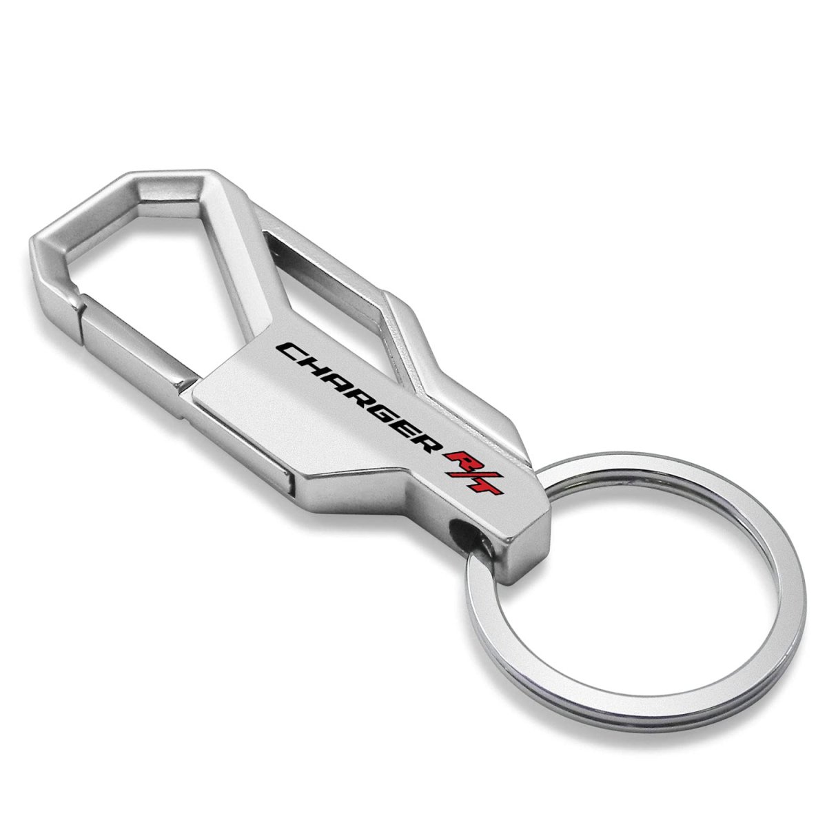 Dodge Charger Rt Silver Carabiner Snap Hook Metal Keychain Official Licensed Modern Style 3 75 In X 1