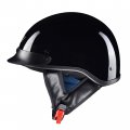 Ahr Half Face Motorcycle Helmet Dot Approved Skull Cap For Bike Cruiser Chopper Run-c Gloss Black L 