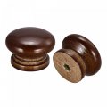 Round Wood Knobs 12pcs 33x23mm Pull Handles For Drawer With Screws Dark Brown 