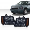 Headlights Assembly For 2007 2008 2009 2010 2011 2012 2013 2014 Chevy Suburban 2007-2013 Tahoe Avalanche Bumper Headlamp Smokya